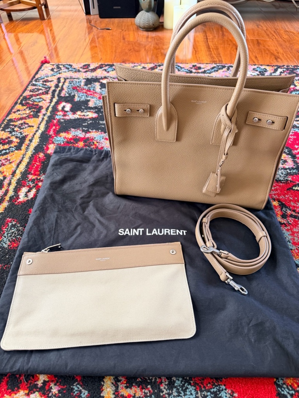 Saint Laurent Taupe Baby Sac Du Jour w/ strap